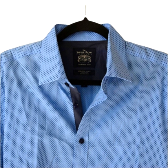 The Savile Row Company Slim Fit Long Sleeve Dress Shirt 15.5  34/35 Blue - Picture 3 of 4